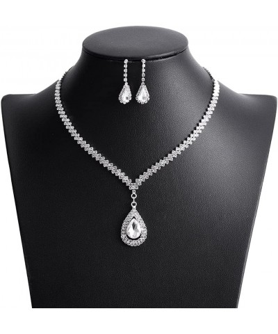 Bridal Necklace Earrings Set Rhinestone Wedding Jewelry Set Silver Crystal Choker Necklace for Women and Girls $8.24 Jewelry ...