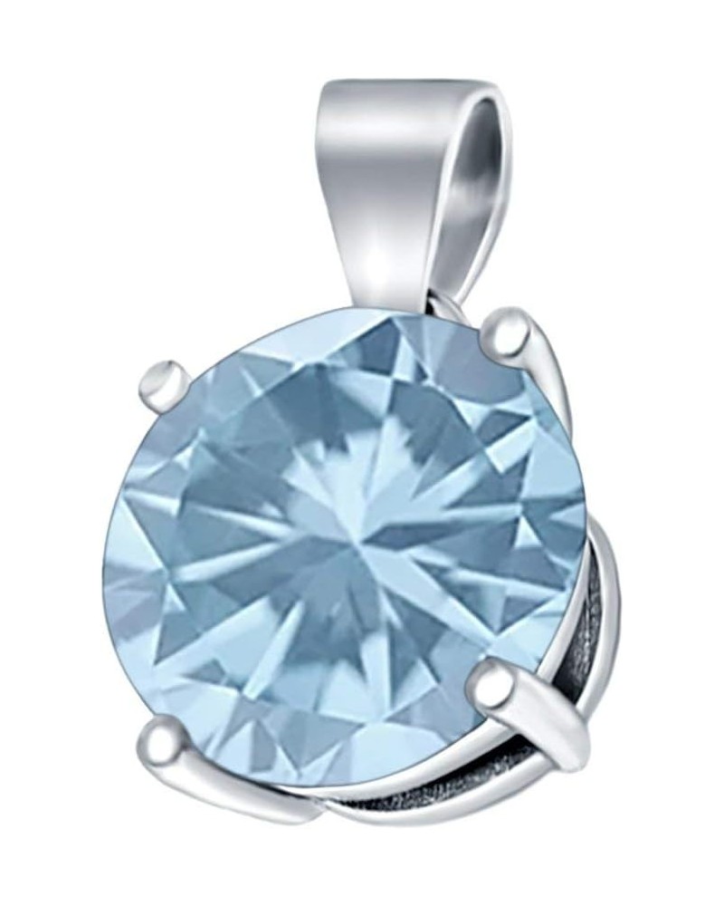 Simulated Cubic Zirconia Round Charm Pendant 925 Sterling Silver (10mm) Simulated Aquamarine Cubic Zirconia $11.12 Pendants