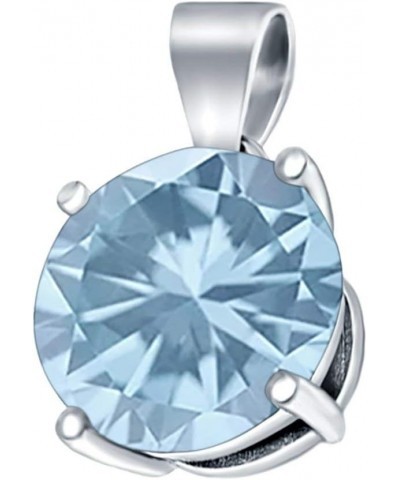 Simulated Cubic Zirconia Round Charm Pendant 925 Sterling Silver (10mm) Simulated Aquamarine Cubic Zirconia $11.12 Pendants