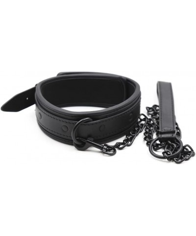 Punk Necklace Leather Neck Collars With Chain Leash Cosplay Bar Stage Chokers Accessory $9.02 Necklaces