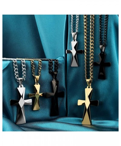 Tungsten Carbide Crosses Large or Small with a Matching Color Cuban Chain Selection of Narrow or Wide 16.0 Inches Small Polis...