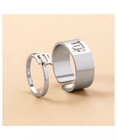 Stainless Steel Zodiac Constellation Ring for Couple Women Men Horoscope Astrology Statement Ring Open Friendship BBF Birthda...