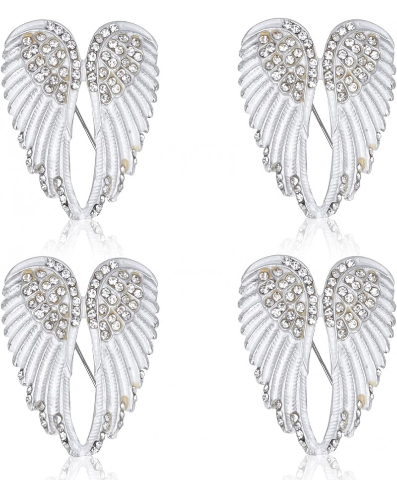 4pcs Women's Guardian Angel Wing Brooch Pins, Angel Wing Rhinestones Brooch Pin Set Cardigan Collar Clips Dress Shirt Brooch ...