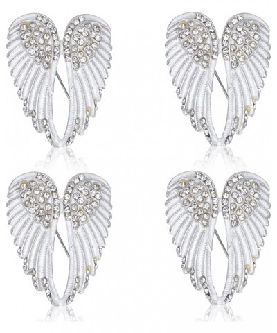 4pcs Women's Guardian Angel Wing Brooch Pins, Angel Wing Rhinestones Brooch Pin Set Cardigan Collar Clips Dress Shirt Brooch ...