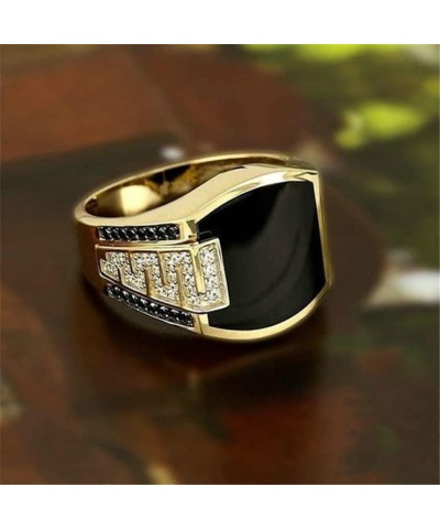 Unisex Retro Square Diamond Cut Face Black Onyx Agate Band Ring Antique Silver Plated Vintage Rings Zircon Full Diamond Ring ...