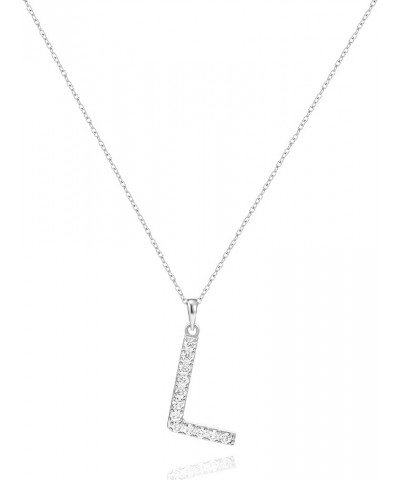 Initial Cubic Zirconia Necklace Jewelry Gifts for Girlfriend Women Adjustable Chain 18" + 2 Silver-L-Diamond style $8.84 Neck...