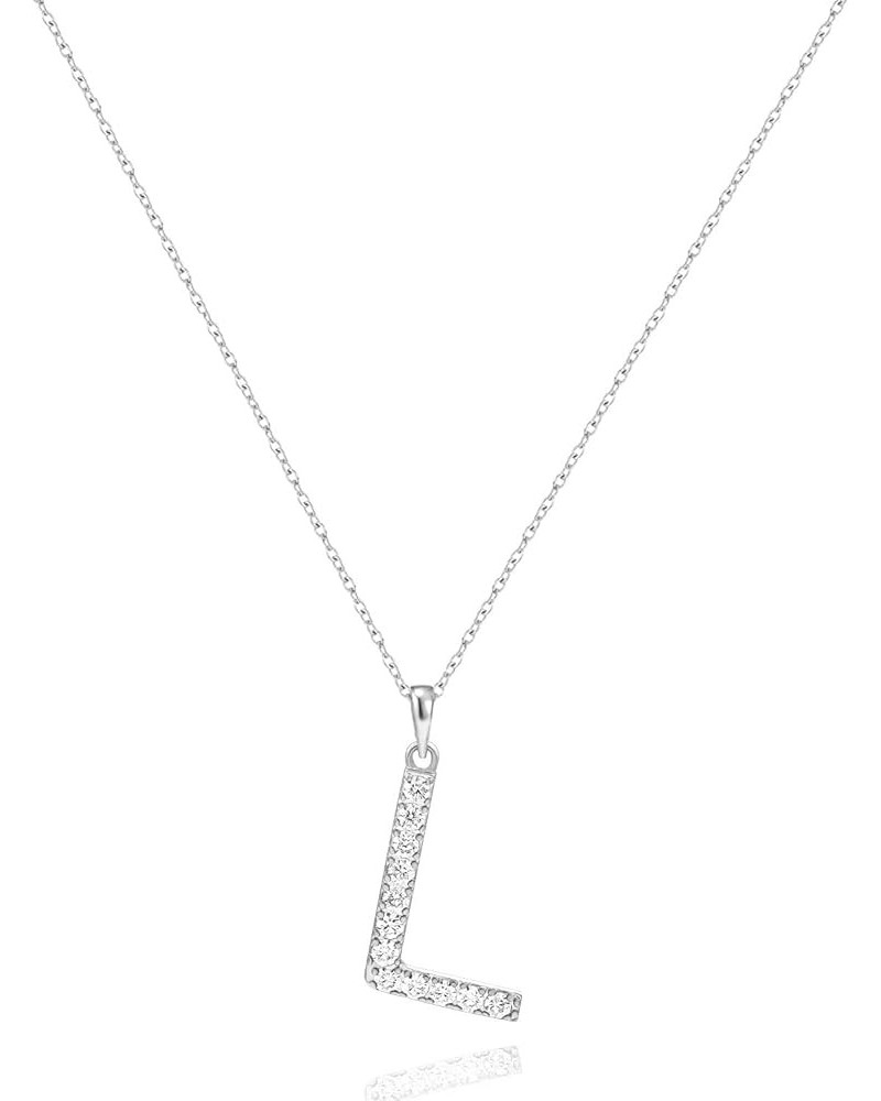 Initial Cubic Zirconia Necklace Jewelry Gifts for Girlfriend Women Adjustable Chain 18" + 2 Silver-L-Diamond style $8.84 Neck...