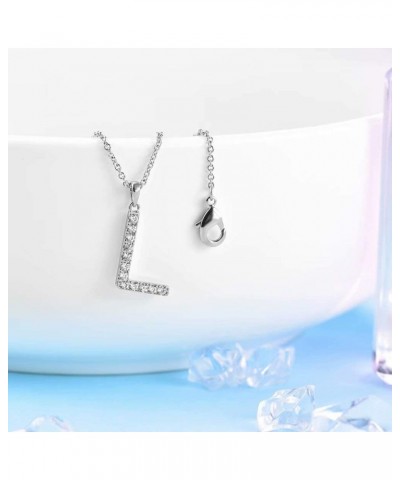 Initial Cubic Zirconia Necklace Jewelry Gifts for Girlfriend Women Adjustable Chain 18" + 2 Silver-L-Diamond style $8.84 Neck...