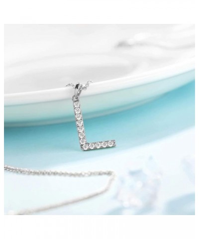 Initial Cubic Zirconia Necklace Jewelry Gifts for Girlfriend Women Adjustable Chain 18" + 2 Silver-L-Diamond style $8.84 Neck...