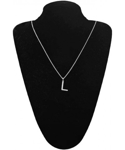 Initial Cubic Zirconia Necklace Jewelry Gifts for Girlfriend Women Adjustable Chain 18" + 2 Silver-L-Diamond style $8.84 Neck...