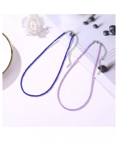 Bohemian Simple Tiny Beaded Choker Necklace Chain Jewelry for Women Girls purple $4.03 Necklaces