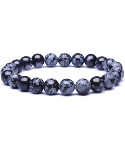 8mm Natural Beads Stretch Bracelets Women Men Spiritual Beaded Bracelets Natural Snowflake Obsidian 7.6 Centimeters $7.53 Bra...