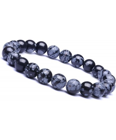 8mm Natural Beads Stretch Bracelets Women Men Spiritual Beaded Bracelets Natural Snowflake Obsidian 7.6 Centimeters $7.53 Bra...