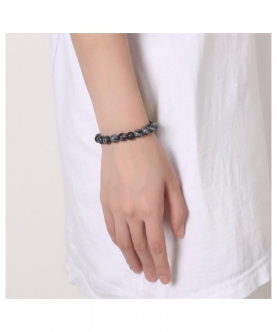 8mm Natural Beads Stretch Bracelets Women Men Spiritual Beaded Bracelets Natural Snowflake Obsidian 7.6 Centimeters $7.53 Bra...