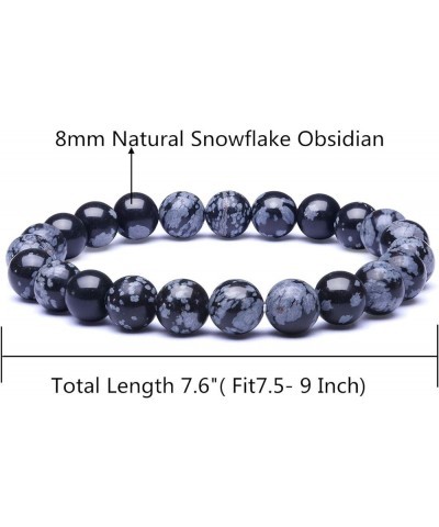 8mm Natural Beads Stretch Bracelets Women Men Spiritual Beaded Bracelets Natural Snowflake Obsidian 7.6 Centimeters $7.53 Bra...