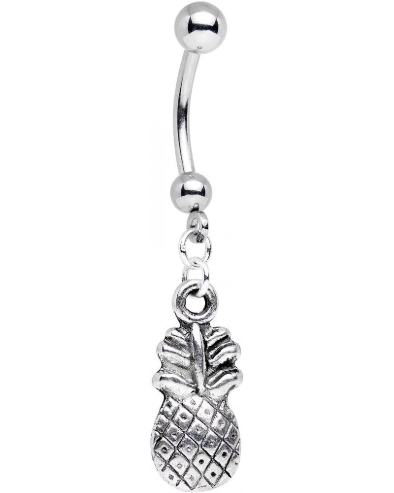 Handcrafted Stainless Steel Hawaiian Pineapple Dangle Belly Ring $7.79 Body Jewelry