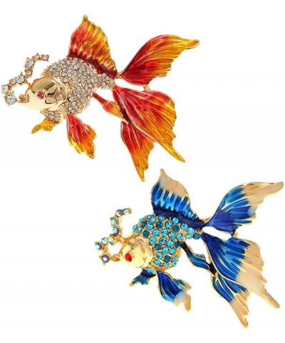 2Pcs Color Goldfish Brooch Women Student Party Cute Animal Fish Brooches Jewelry Accessories Holiday Gift, Yellow , Blue $7.4...