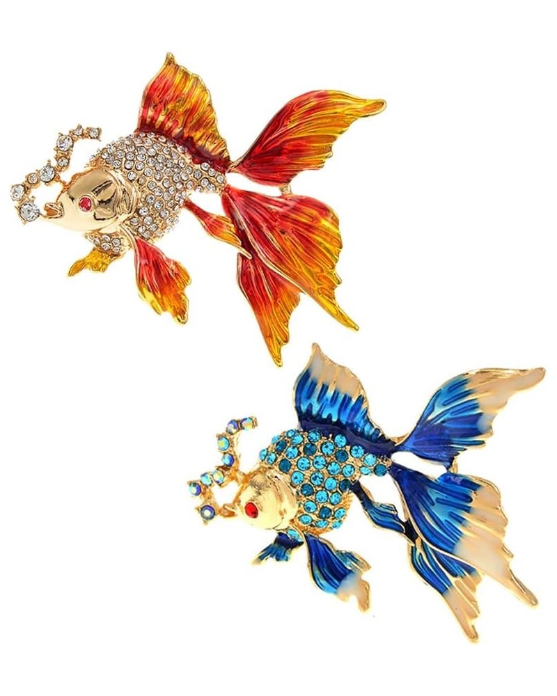 2Pcs Color Goldfish Brooch Women Student Party Cute Animal Fish Brooches Jewelry Accessories Holiday Gift, Yellow , Blue $7.4...