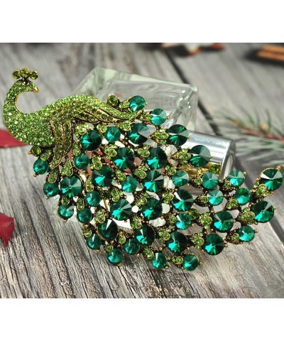 Vintage Style Crystal Large Peacock Feather Pin Brooch Green $16.19 Brooches & Pins