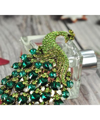 Vintage Style Crystal Large Peacock Feather Pin Brooch Green $16.19 Brooches & Pins