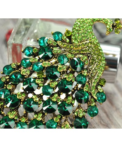 Vintage Style Crystal Large Peacock Feather Pin Brooch Green $16.19 Brooches & Pins