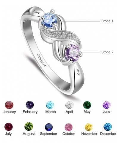 Sterling Silver Personalized Mothers Rings Gifts for Mother's Days with 1/2/3/4/5/6/7/8 Simulated Birthstone Rings for Women ...