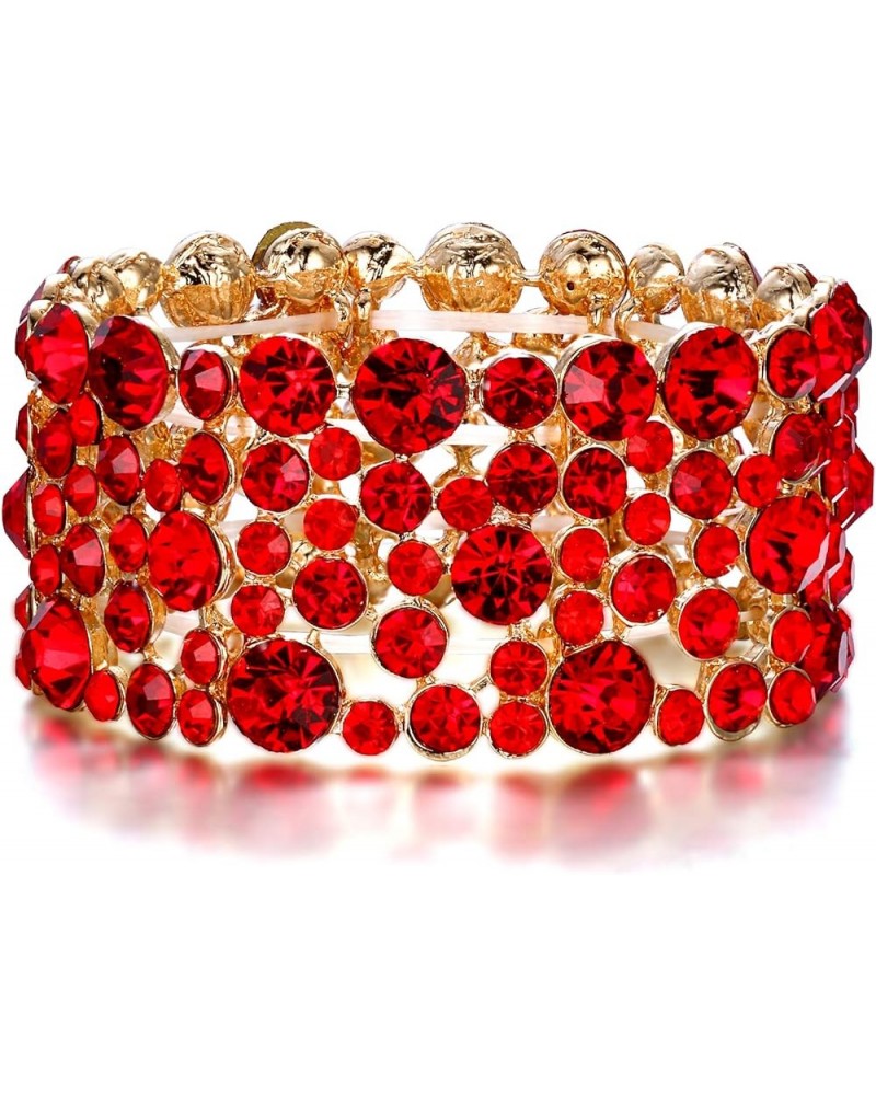 Women's Rhinestone Crystal Wedding Bridal Art Deco Stunning Stretch Bracelet Ruby Color Gold-Tone $12.47 Bracelets