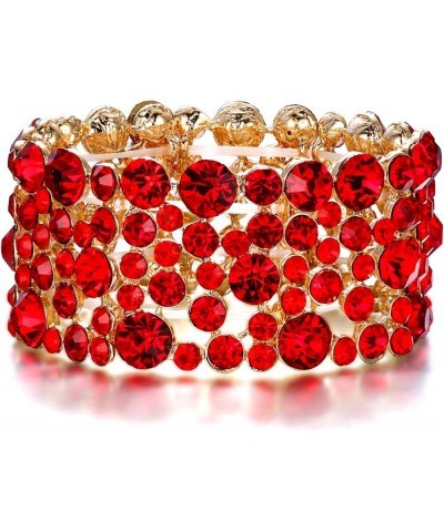 Women's Rhinestone Crystal Wedding Bridal Art Deco Stunning Stretch Bracelet Ruby Color Gold-Tone $12.47 Bracelets