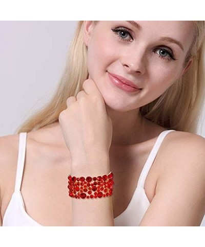 Women's Rhinestone Crystal Wedding Bridal Art Deco Stunning Stretch Bracelet Ruby Color Gold-Tone $12.47 Bracelets