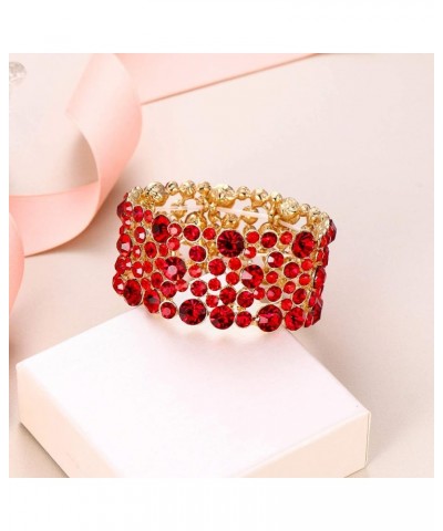 Women's Rhinestone Crystal Wedding Bridal Art Deco Stunning Stretch Bracelet Ruby Color Gold-Tone $12.47 Bracelets