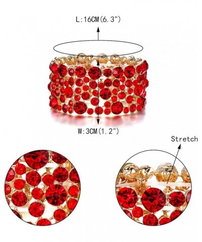 Women's Rhinestone Crystal Wedding Bridal Art Deco Stunning Stretch Bracelet Ruby Color Gold-Tone $12.47 Bracelets