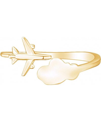 14k Gold Plated 925 Sterling Silver Airplane Adjustable Ring Jewelry Gift for Womens yellow-gold-plated-silver $23.64 Rings