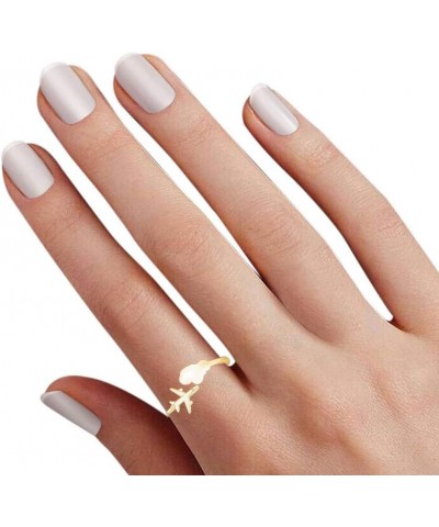 14k Gold Plated 925 Sterling Silver Airplane Adjustable Ring Jewelry Gift for Womens yellow-gold-plated-silver $23.64 Rings