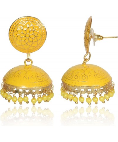 Handmade Traditional Brass Metal Premium Quality Jhumki/Jhumka Earrings for Women & Girls Yellow $13.50 Earrings