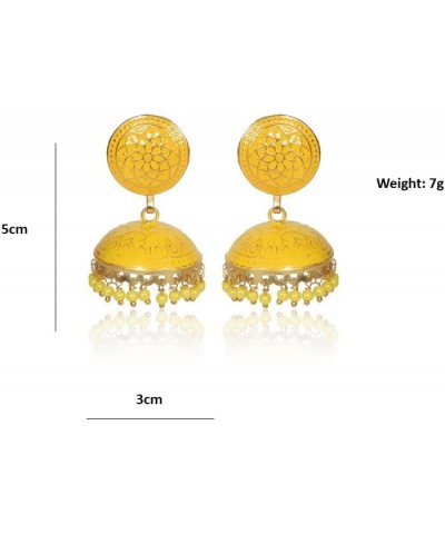 Handmade Traditional Brass Metal Premium Quality Jhumki/Jhumka Earrings for Women & Girls Yellow $13.50 Earrings