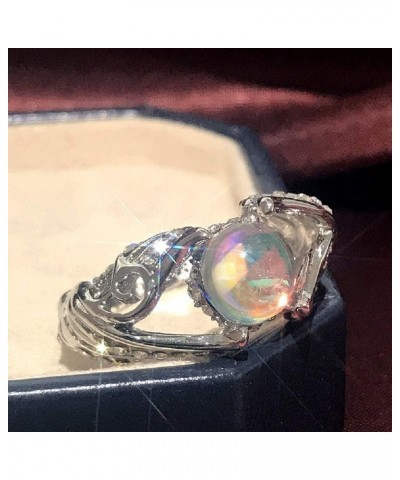 S925 Sterling Silver Hollow Blank Swan Colorful Moonstone Ring Cubic Zirconia Ring Fashion Vintage Ladies Ring Anniversary Lu...