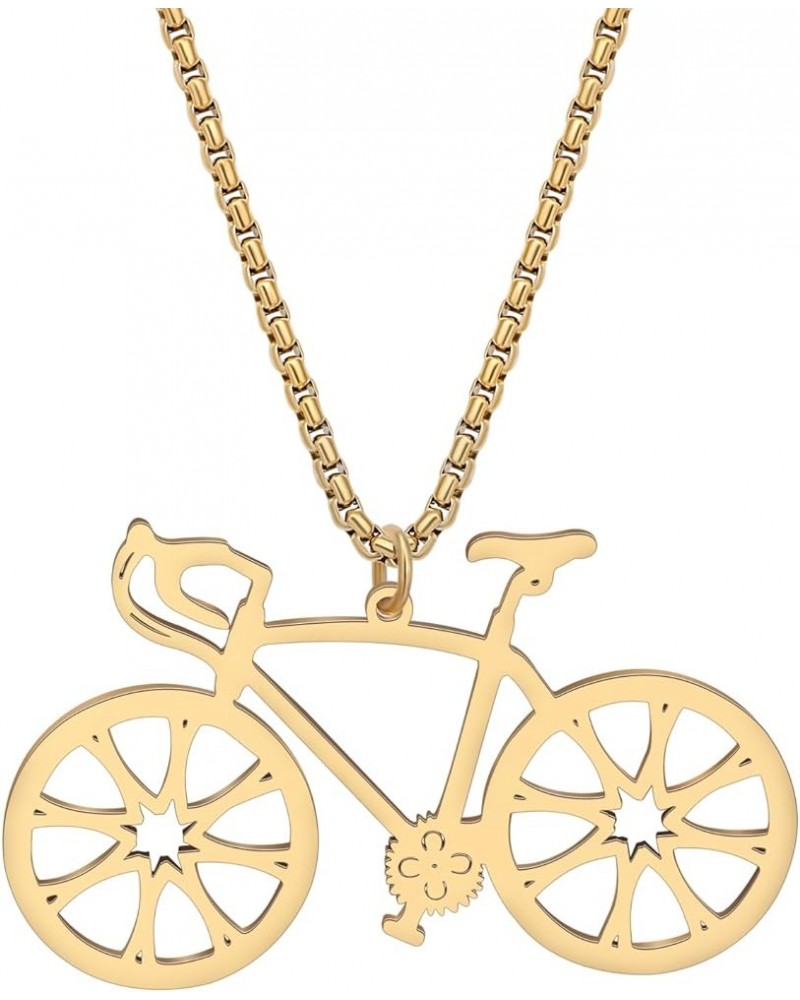 Enamel Alloy Bicycle Necklace Bike Pendant Chain Unique Jewelry Gifts for Women Girls Cycling Enthusiasts Gold A $7.64 Necklaces