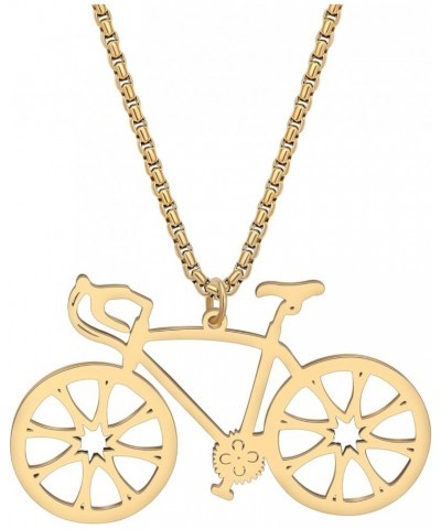 Enamel Alloy Bicycle Necklace Bike Pendant Chain Unique Jewelry Gifts for Women Girls Cycling Enthusiasts Gold A $7.64 Necklaces