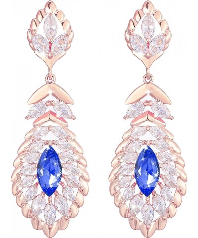 10 * 5MM Oval Austrian Crystal Dangle Earrings for Women Glod Plated Costume Jewelry Sept-Sapphire-Rose Gold $11.26 Earrings