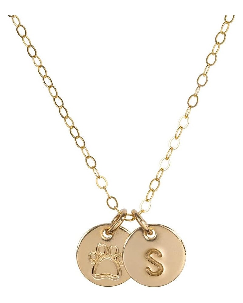 Personalized Dog Paw Necklace for Women, 14k Gold Filled Initial Jewelry for Dog Lovers S $17.98 Necklaces