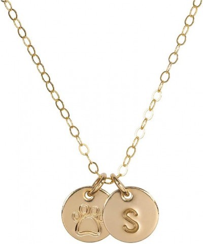 Personalized Dog Paw Necklace for Women, 14k Gold Filled Initial Jewelry for Dog Lovers S $17.98 Necklaces