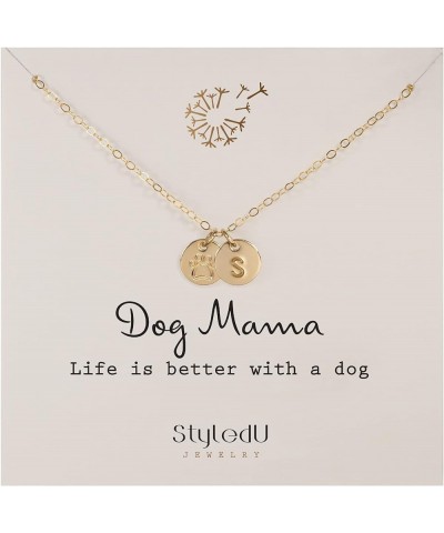 Personalized Dog Paw Necklace for Women, 14k Gold Filled Initial Jewelry for Dog Lovers S $17.98 Necklaces