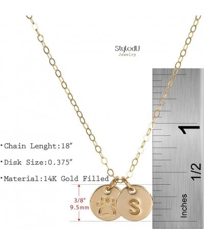 Personalized Dog Paw Necklace for Women, 14k Gold Filled Initial Jewelry for Dog Lovers S $17.98 Necklaces