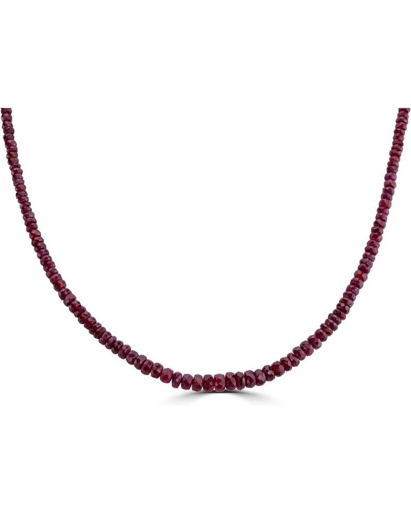 48.1 carats Faceted Bead and White Diamond 18" Necklace in Sterling Silver with Lobster Clasp Ruby $54.12 Necklaces