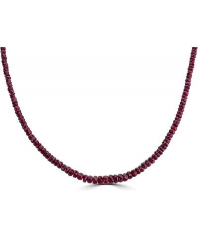 48.1 carats Faceted Bead and White Diamond 18" Necklace in Sterling Silver with Lobster Clasp Ruby $54.12 Necklaces