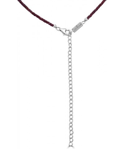 48.1 carats Faceted Bead and White Diamond 18" Necklace in Sterling Silver with Lobster Clasp Ruby $54.12 Necklaces