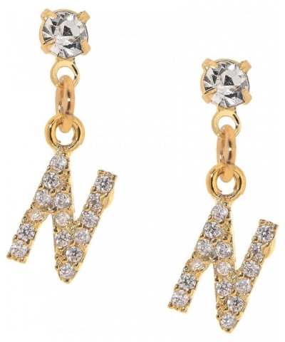 Rhinestone Initial Dangle Earrings N_Gold $8.39 Earrings