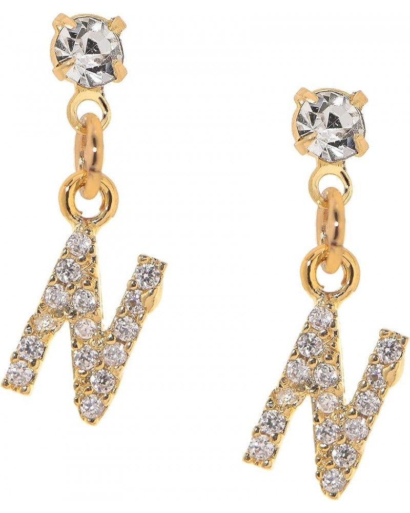 Rhinestone Initial Dangle Earrings N_Gold $8.39 Earrings