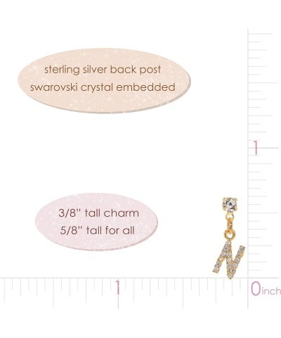 Rhinestone Initial Dangle Earrings N_Gold $8.39 Earrings