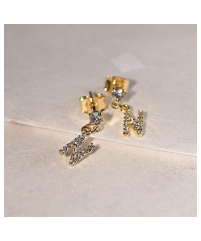 Rhinestone Initial Dangle Earrings N_Gold $8.39 Earrings